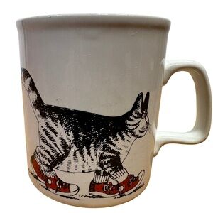 Vintage Kliban Cat Mug Red Sneakers Kiln Kraft England 1970s Coffee Cup